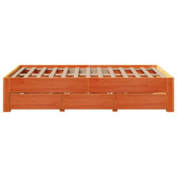 Berkfield Bed Frame Without Mattress With Drawers Wax Brown 120X190 Cm Small Double Solid Wood Pine - thumbnail 5