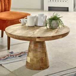 Alphon Mango Wooden Round Coffee Table Mushroom Style - thumbnail 1