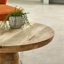 Alphon Mango Wooden Round Coffee Table Mushroom Style - thumbnail 3