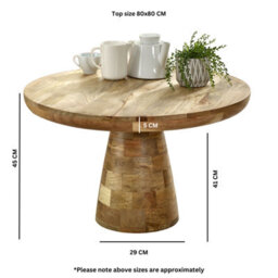 Alphon Mango Wooden Round Coffee Table Mushroom Style - thumbnail 8