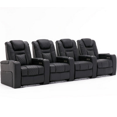 More4Homes Broadway 4 Seater Electric Recliner Cinema Sofa Usb Charging Led Base (Black) - image 1