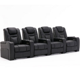 More4Homes Broadway 4 Seater Electric Recliner Cinema Sofa Usb Charging Led Base (Black) - thumbnail 1