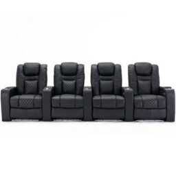 More4Homes Broadway 4 Seater Electric Recliner Cinema Sofa Usb Charging Led Base (Black) - thumbnail 3