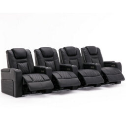 More4Homes Broadway 4 Seater Electric Recliner Cinema Sofa Usb Charging Led Base (Black) - thumbnail 2
