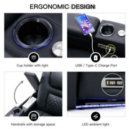 More4Homes Broadway 4 Seater Electric Recliner Cinema Sofa Usb Charging Led Base (Black) - thumbnail 8