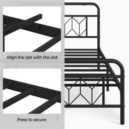 Yaheetech Black 4Ft6 Double Metal Bed Frame With Diamond Pattern Headboard And Footboard - thumbnail 4