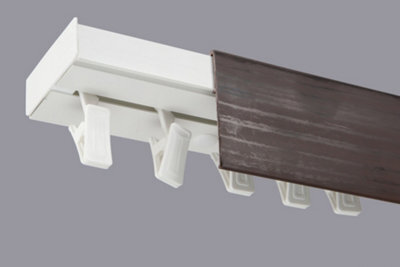 Single Curtain Ceiling Rail Track Pcv 120 Cm (L) Clips + Wenge Cover