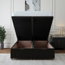 Bedmaster Charcoal Linen Ottoman Divan Base And Lined Headboard Small Double - thumbnail 4