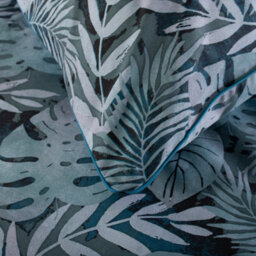 The Lyndon Company Tropical Garden 100% Cotton Duvet Cover Set, Blue Botanical Print With Piped Edging - thumbnail 4
