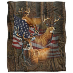 Jq Licensing Silky American Flag Deer Supersoft Blanket Multicoloured (152Cm X 127Cm)