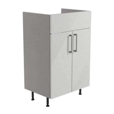 Ennis Standard Gloss Light Grey Double Freestanding Bathroom Vanity Unit (H) 820mm (W) 495mm - image 1