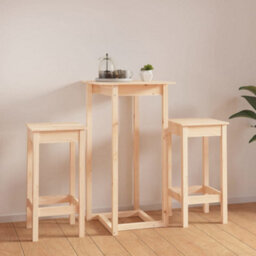 Berkfield 3 Piece Bar Set Solid Wood Pine - thumbnail 3