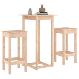 Berkfield 3 Piece Bar Set Solid Wood Pine - thumbnail 4