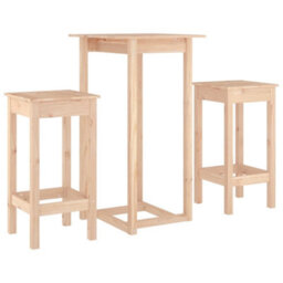 Berkfield 3 Piece Bar Set Solid Wood Pine - thumbnail 2