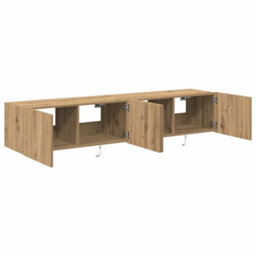 Berkfield Tv Wall Cabinets With Led Lights 2 Pcs Artisan Oak 80X35X31 Cm - thumbnail 6