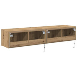 Berkfield Tv Wall Cabinets With Led Lights 2 Pcs Artisan Oak 80X35X31 Cm - thumbnail 9