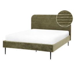 Beliani Bed Corduroy Flayat 140 X 200 Cm (Eu Double) Green - thumbnail 1