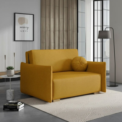 Living Room Sofa Bed Viva Glov Ii With Sleeping Function Storage Chipboard Polyurethane Foam 134X98X85Cm Mustard - image 1