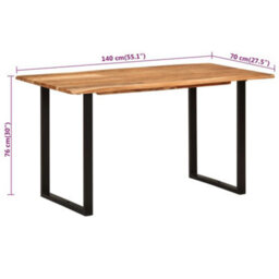 Berkfield Industrial Dining Table 140X70X76 Cm Solid Acacia Wood - thumbnail 9