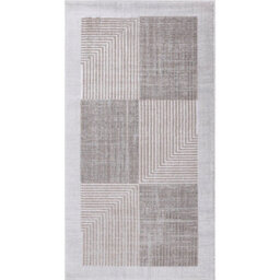 Livabliss Lustro-Modern Grey Beige Off-White Graphic Living Dining Bedroom Rug 80 X 150 Cm Easy Care, Non Shedding - thumbnail 1