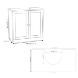 Urbn-Living Urbnliving 69Cm Length 3Pc Bathroom Wood Unit Under Sink Cabinet Mirror Cupboard Toilet Paper Dispenser White - thumbnail 6