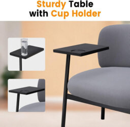 Comhoma Accent Chair Fabric Modern With 180 Degree Rotating Small Table Thick Soft Padded Seat Lounge Occasional Bedroom Chair - thumbnail 9