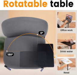 Comhoma Accent Chair Fabric Modern With 180 Degree Rotating Small Table Thick Soft Padded Seat Lounge Occasional Bedroom Chair - thumbnail 6