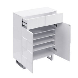 Furniture in Fashion Aspen High Gloss Shoe Cabinet With 2 Doors 1 Drawer In White - thumbnail 4
