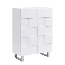 Furniture in Fashion Aspen High Gloss Shoe Cabinet With 2 Doors 1 Drawer In White - thumbnail 3