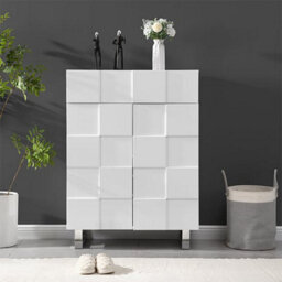 Furniture in Fashion Aspen High Gloss Shoe Cabinet With 2 Doors 1 Drawer In White - thumbnail 2