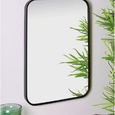 Deenz Full Length Camden Black Curved Metal Wall Mirror Aluminium Frame Home Décor Bedroom Living Room (40X60Cm)