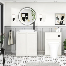 Royal Bathrooms Royal Bathroom Elmore 700mm Classic White Freestanding Countertop Bathroom Vanity Unit 2 Door With Qubix Basin - thumbnail 5