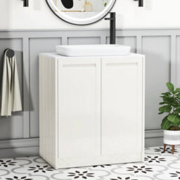 Royal Bathrooms Royal Bathroom Elmore 700mm Classic White Freestanding Countertop Bathroom Vanity Unit 2 Door With Qubix Basin