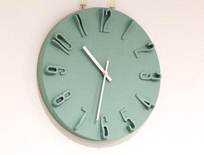 Designo Green Wall Clock 30 Cm - Silent Non Ticking 3D Raised Numbers Minimalist Art Deco Gift - image 1