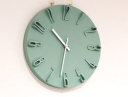 Designo Green Wall Clock 30 Cm - Silent Non Ticking 3D Raised Numbers Minimalist Art Deco Gift