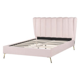 Beliani Bed Velvet Miribel 140 X 200 Cm (Eu Double) Pastel Pink - thumbnail 6