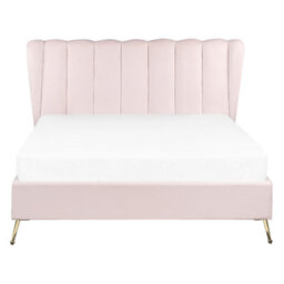 Beliani Bed Velvet Miribel 140 X 200 Cm (Eu Double) Pastel Pink - thumbnail 4