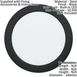 Sleek Black Recessed Led Downlight For Walls And Ceilings - 10.5W Spotlight - thumbnail 2