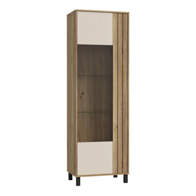 Furniture To Go Grafton Glass Door Display Cabinet In Cream And Oak - image 1