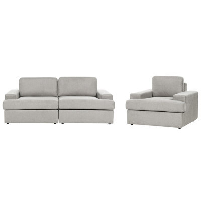 Beliani Living Room Set 4 Seater Alla Fabric Light Grey - image 1