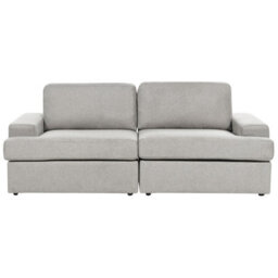 Beliani Living Room Set 4 Seater Alla Fabric Light Grey - thumbnail 4