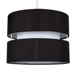 Valuelights Sophia Small Black 2 Tier Ceiling Light Shade And Bulb (D)26Cm