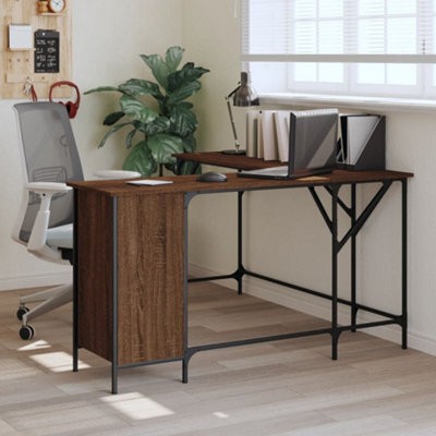 Berkfield Desk Brown Oak 141X141X75 Cm Engineered Wood - image 1