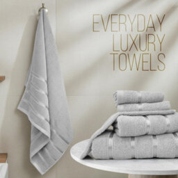 Casabella Towels Set, 8 Pc Towels For Bathroom, 100% Cotton, 2 Bath Towels, 2 Hand Towels, 4 Face Cloth, Silver - thumbnail 3