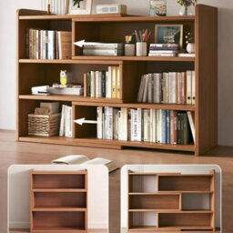 Wooden Shelf Bookcase Shelving 4 Tier Display Storage Unit Stand Stretchable - thumbnail 8