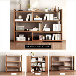 Wooden Shelf Bookcase Shelving 4 Tier Display Storage Unit Stand Stretchable - thumbnail 4
