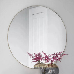 Xample Gallery Hayle 100Cm Round Mirror Champagne Metal Frame, Wall Mount Included, Stylish Home Décor, Mdf & Glass Construction