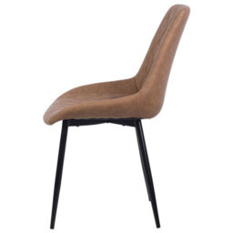 Beliani Faux Leather Dining Chairs Set Of 2 Brown Quilted With Iron Legs - thumbnail 5