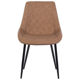 Beliani Faux Leather Dining Chairs Set Of 2 Brown Quilted With Iron Legs - thumbnail 1