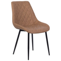 Beliani Faux Leather Dining Chairs Set Of 2 Brown Quilted With Iron Legs - thumbnail 4